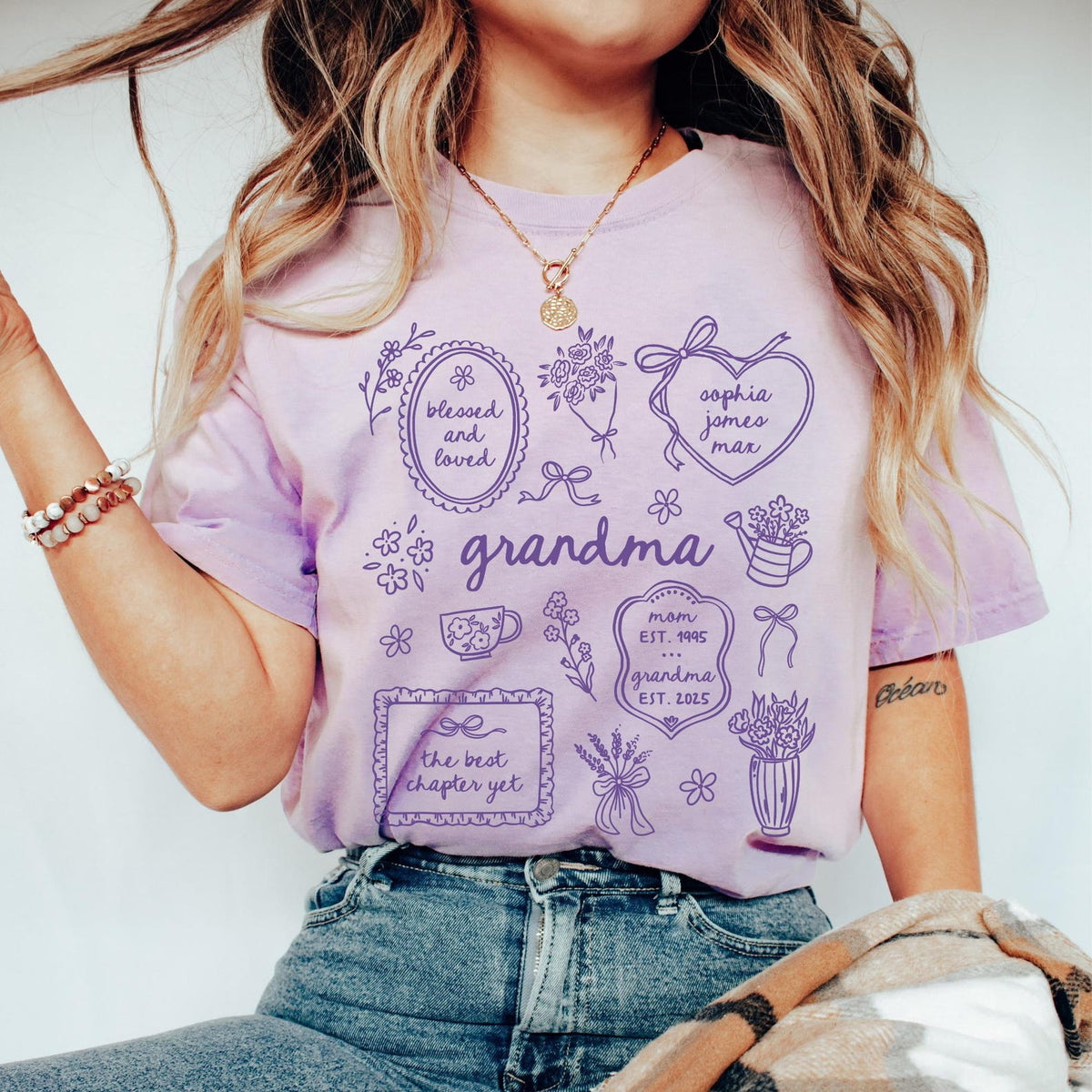 Personalized Grandma Comfort Colors Shirt with Grandkid Names