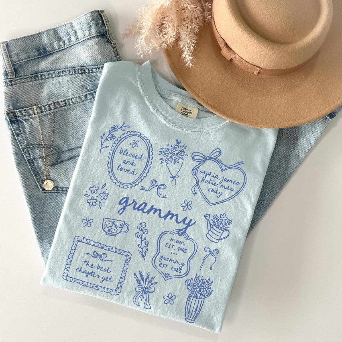 Personalized Grandma Comfort Colors Shirt with Grandkid Names