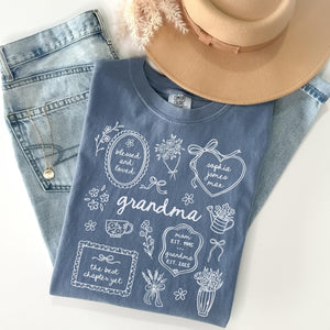 Personalized Grandma Comfort Colors Shirt with Grandkid Names