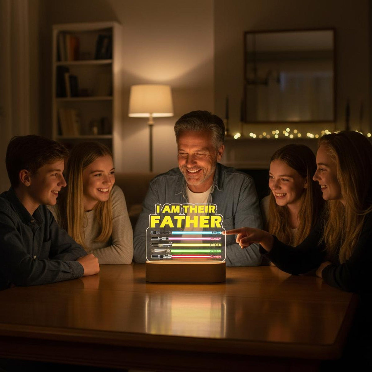 Custom I Am Their Father LED Night Light, Personalized Gift for Dad, Night Light with Kids Names, Gift for Father from Kids, Lightsaber Sign