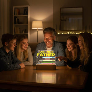 Custom I Am Their Father LED Night Light, Personalized Gift for Dad, Night Light with Kids Names, Gift for Father from Kids, Lightsaber Sign