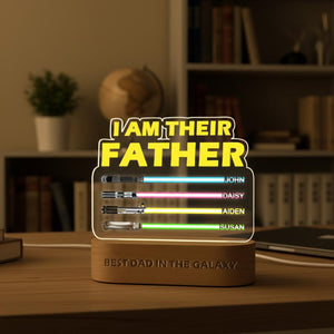 Custom I Am Their Father LED Night Light, Personalized Gift for Dad, Night Light with Kids Names, Gift for Father from Kids, Lightsaber Sign