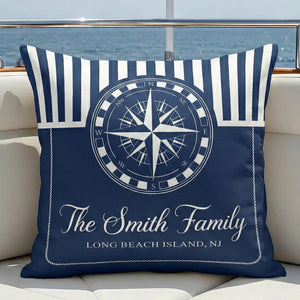 Personalized Boat Name Anchor Pillow, Custom Captain Yacht Decor Cushion, Fathers Day Summer Lake House Present For Him Dad