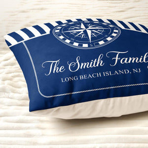 Personalized Boat Name Anchor Pillow, Custom Captain Yacht Decor Cushion, Fathers Day Summer Lake House Present For Him Dad