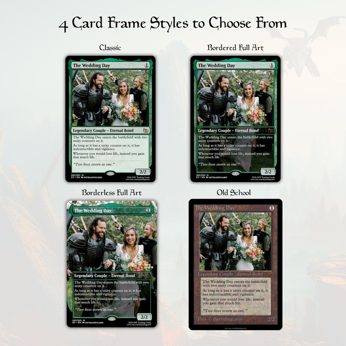 Custom MTG Style Trading Card: Personalized Anniversary, Wedding, Pet, Fathers Day, Mothers Day, Birthday, Gift.