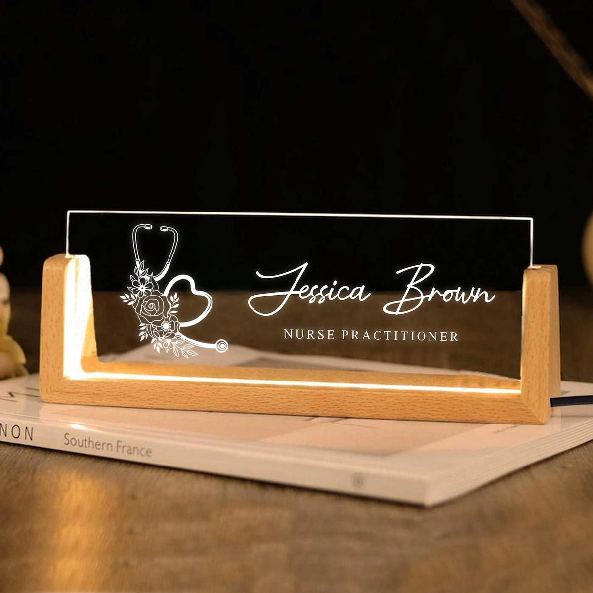 Personalized Nurse Practitioner Desk Name Plate Night Light, Custom NP Office Decor, Personalized Nurse Gift for Her Him Healthcare Staff Pr