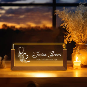 Personalized Nurse Practitioner Desk Name Plate Night Light, Custom NP Office Decor, Personalized Nurse Gift for Her Him Healthcare Staff Pr