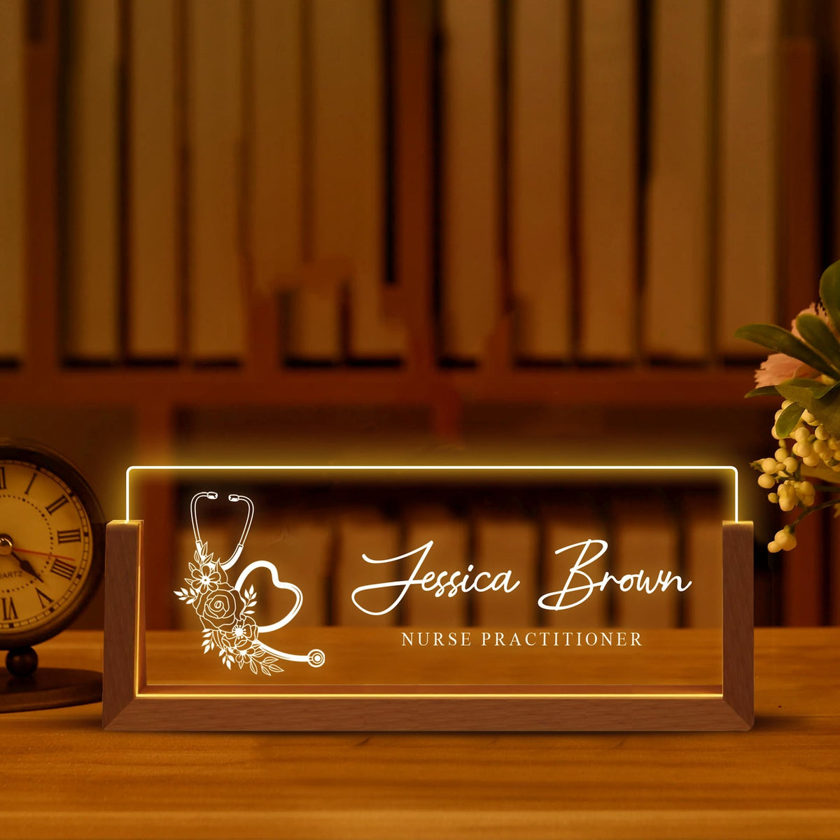Personalized Nurse Practitioner Desk Name Plate Night Light, Custom NP Office Decor, Personalized Nurse Gift for Her Him Healthcare Staff Pr