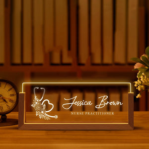 Personalized Nurse Practitioner Desk Name Plate Night Light, Custom NP Office Decor, Personalized Nurse Gift for Her Him Healthcare Staff Pr