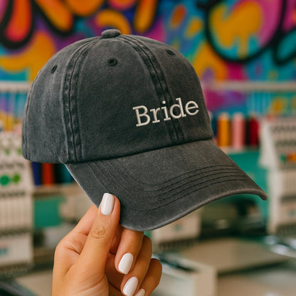 Custom Bride Squad Baseball Cap, Embroidered Bachelorette Party Hat, Personalised Bridesmaid Cap, Bridal Shower Gift, Wife of the Party Gift