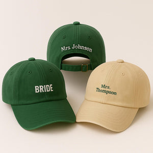 Custom Bride Squad Baseball Cap, Embroidered Bachelorette Party Hat, Personalised Bridesmaid Cap, Bridal Shower Gift, Wife of the Party Gift