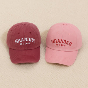 Personalised Grandpa Hat with Est Year, Embroidered Granddad Cap, Pregnancy Announcement Gift, Vintage Baseball Cap, Grandpa Birthday Gift