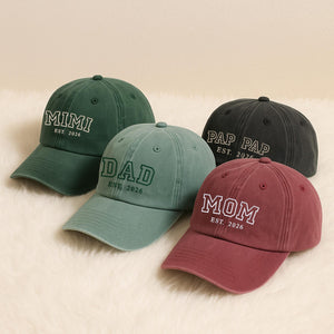 Custom Embroidered Mom and Dad EST 2026 Hat, Pregnancy Reveal Cap, Baby Announcement Gift, New Parents Baseball Hat,Mothers Day Gift for Mum
