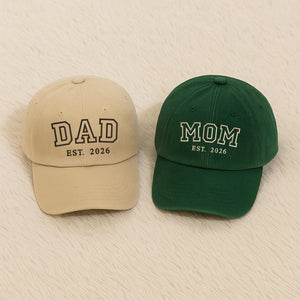 Custom Embroidered Mom and Dad EST 2026 Hat, Pregnancy Reveal Cap, Baby Announcement Gift, New Parents Baseball Hat,Mothers Day Gift for Mum
