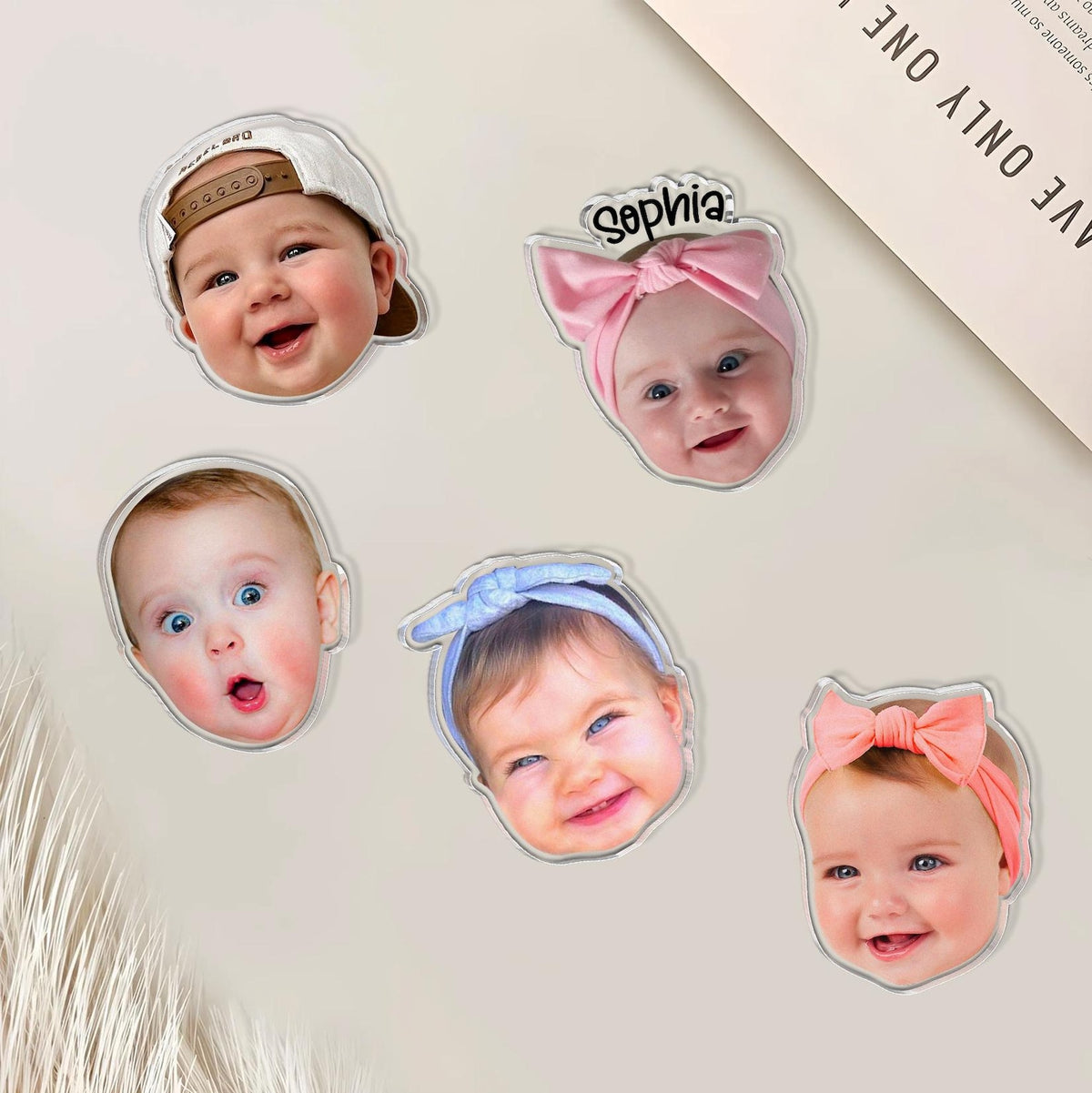 Personalized Baby Face Photo Magnet, Grandma Gift from Grandkids, Mothers Day Gift for Grandma