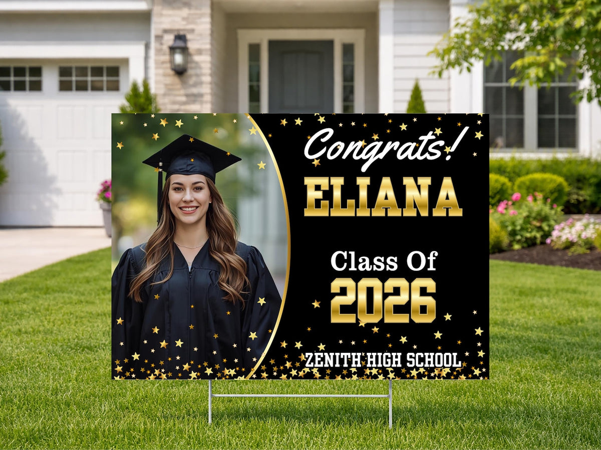 Personalized High School Graduation Yard Sign, Congrats Class of 2026 Sign, Custom Graduation Celebration Name Sign, Graduation Party Sign