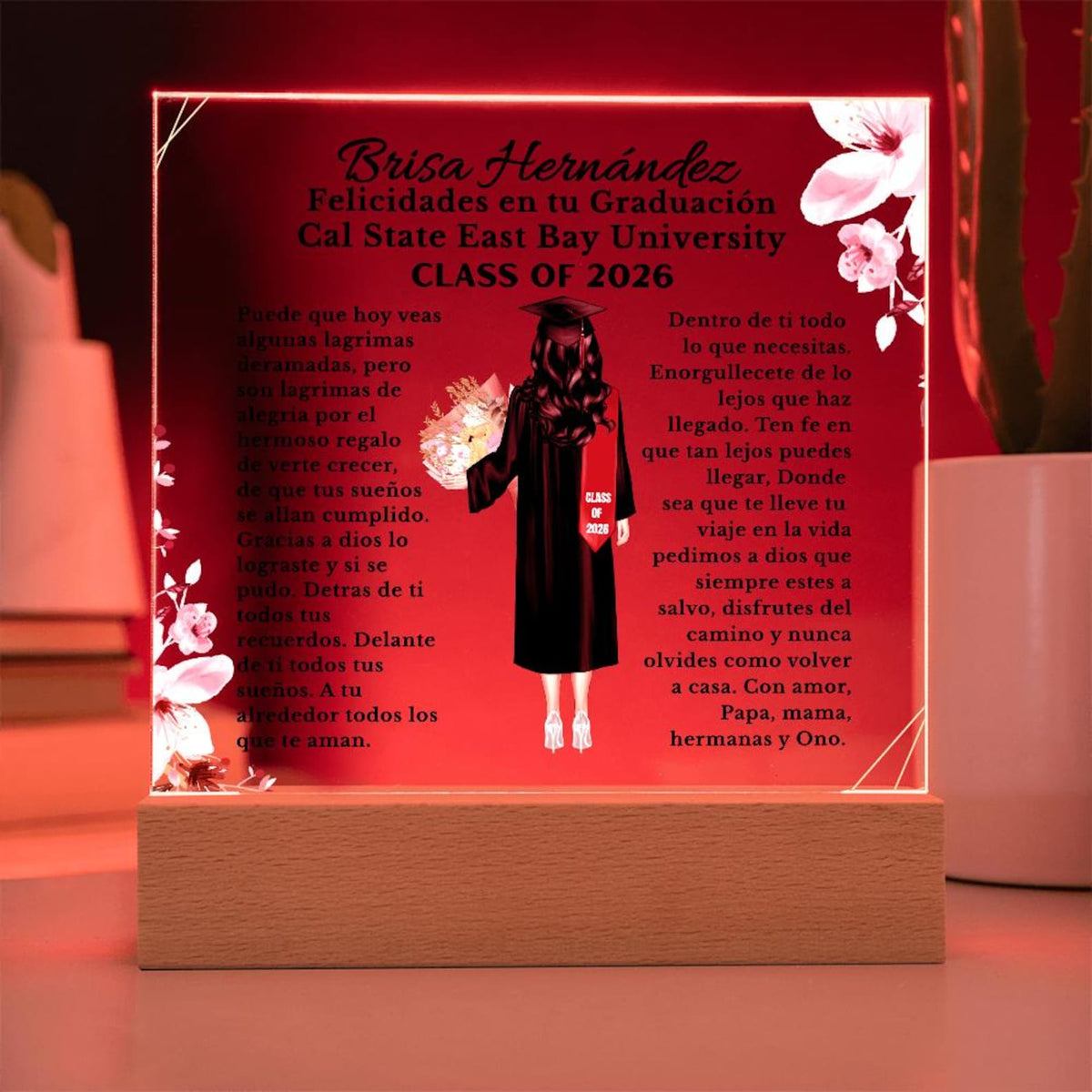 Personalised Graduation Gift Spanish, Graduation Plaque, Graduation Gift for Her, Daughter Graduation Gift for Granddaughter, Niece, Friend