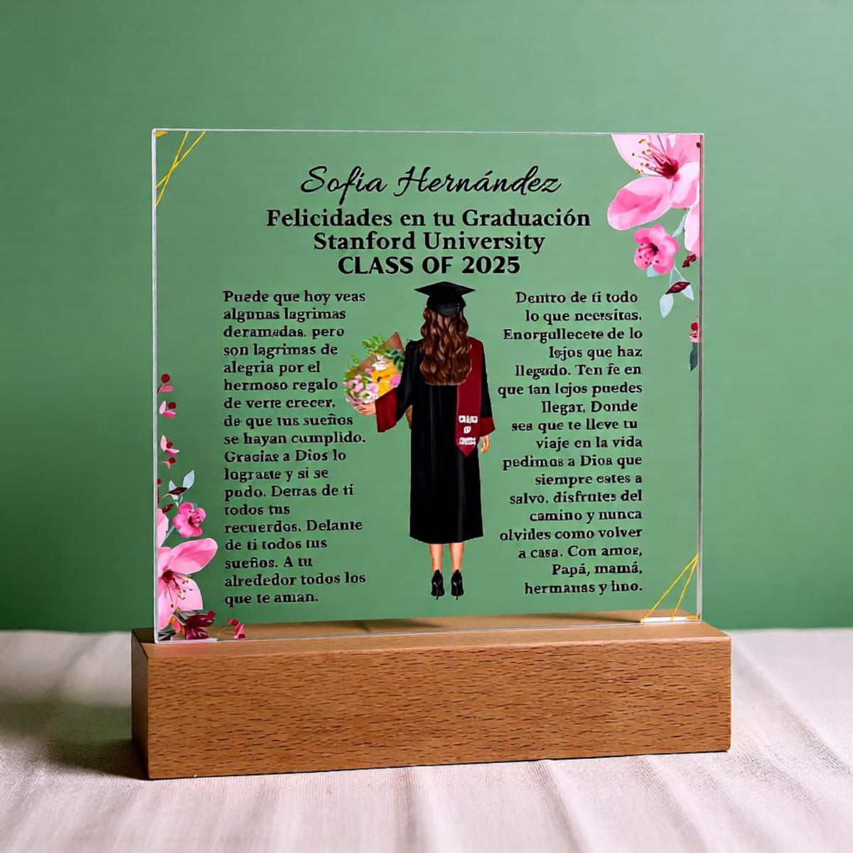 Personalised Graduation Gift Spanish, Graduation Plaque, Graduation Gift for Her, Daughter Graduation Gift for Granddaughter, Niece, Friend