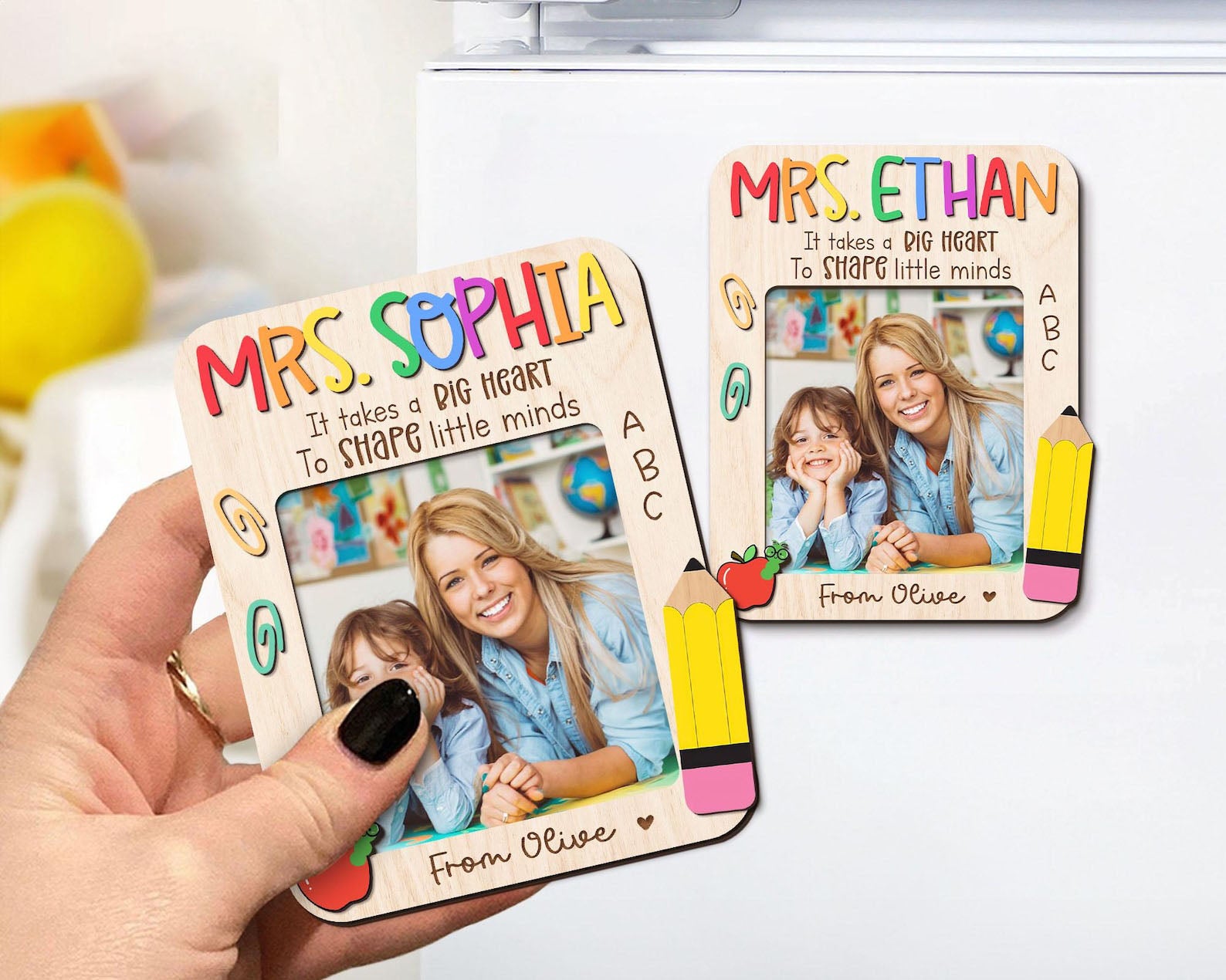 Personalized Teacher Name Fridge Magnet, Custom Photo Magnet, End Of Year Gift, Teacher Appreciation Gifts, Thank You Keepsake