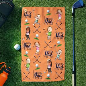 Personalized Kids Photo Golf Towel For Dad, Baby Face Towel, Golf Dad Gift, Best Dad By Par Towel Gift, Fathers Day Gift for Golf Dad