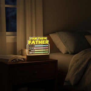 Custom I Am Their Father LED Night Light, Personalized Gift for Dad, Night Light with Kids Names, Gift for Father from Kids, Lightsaber Sign
