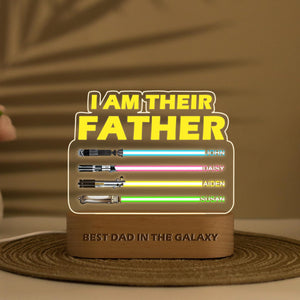 Custom I Am Their Father LED Night Light, Personalized Gift for Dad, Night Light with Kids Names, Gift for Father from Kids, Lightsaber Sign
