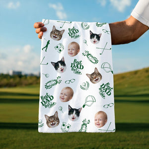 Personalized Kids Photo Golf Towel for Dad, Pet Photo Towel, Best Dad By Par Towel, Fathers Day Gift for Golf Dad