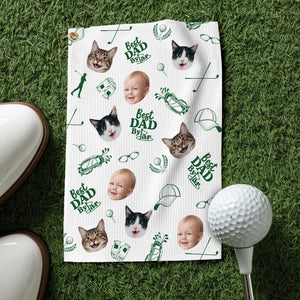 Personalized Kids Photo Golf Towel for Dad, Pet Photo Towel, Best Dad By Par Towel, Fathers Day Gift for Golf Dad