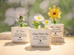 Custom Stained Glass Sunflower Plant Pot, Home Decor, Thank You for Helping Me Grow, Back to School, Graduation Gift, Teacher Appreciation