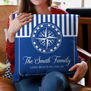 Personalized Boat Name Anchor Pillow, Custom Captain Yacht Decor Cushion, Fathers Day Summer Lake House Present For Him Dad