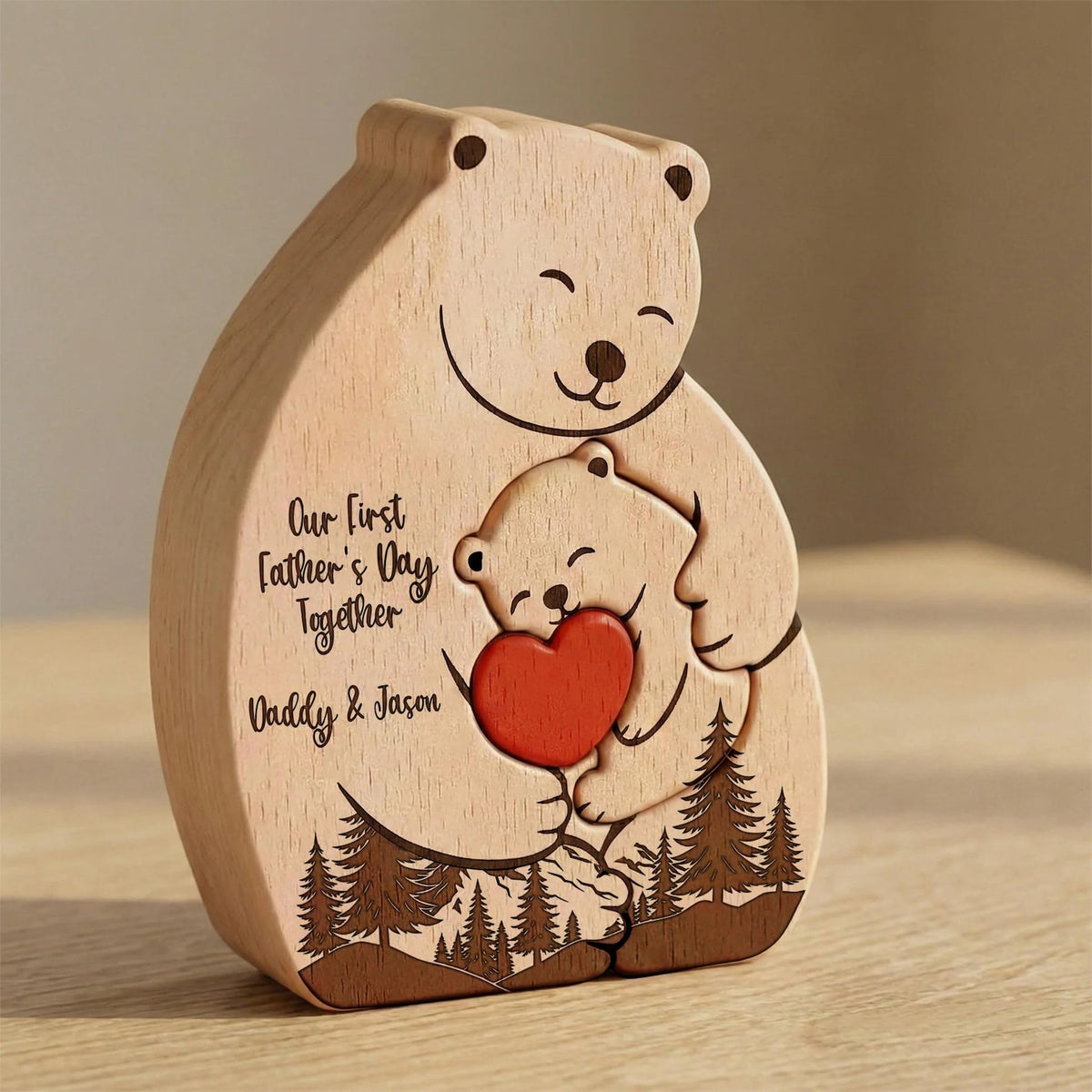 Personalized Mama Bear And Baby Wooden Puzzle, Custom First Mothers Day Gift For New Mom, Mother Daughter Son Figurine, Nursery Room Decor