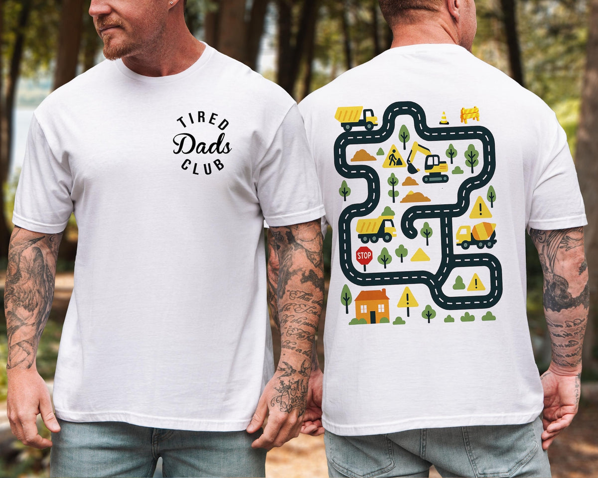 Tired Dads Club Construction Car Track Massage Shirt Funny Father Day Gift For Dad