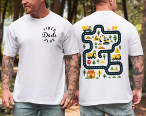 Tired Dads Club Construction Car Track Massage Shirt Funny Father Day Gift For Dad