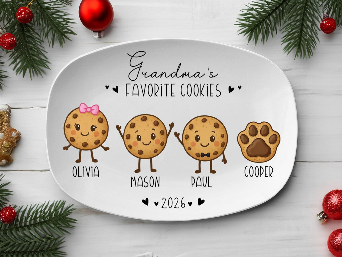 Grandma's Favorite Cookies Plate, Grandma Gift, Family Platter, Personalized Plate With Grandkids Names, Grandma Plate Keepsake
