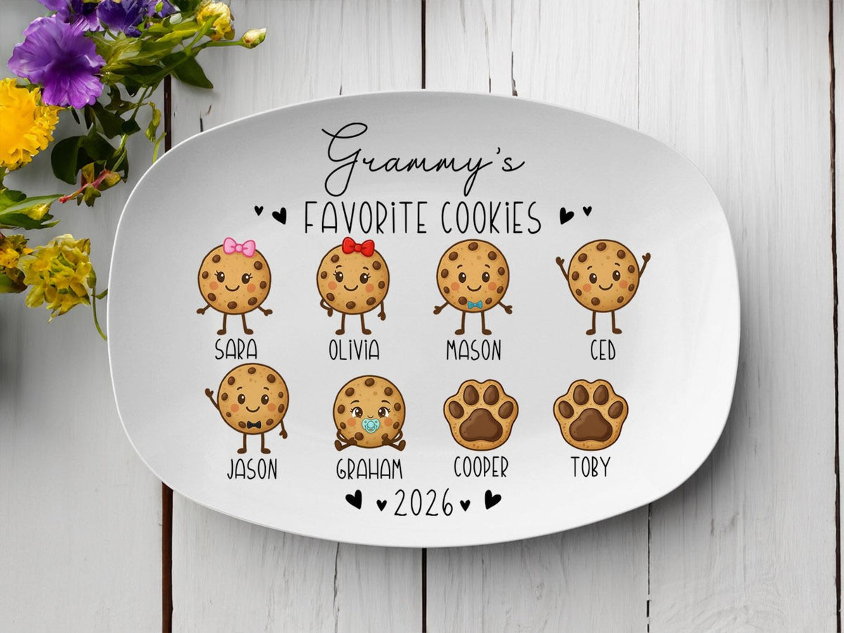Grandma's Favorite Cookies Plate, Grandma Gift, Family Platter, Personalized Plate With Grandkids Names, Grandma Plate Keepsake