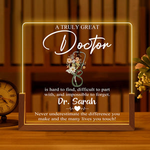 Custom Doctor LED Light Desk Name Plate Personalized Acrylic Name Sign for Doctor Office Medical Desk Decor Graduation Gift for Doctor