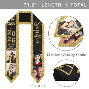 Personalized Graduation Stole with Photos, Graduation Sash Custom Name Photo Graduation Stole Class of 2026, Graduate Gift for Her Him