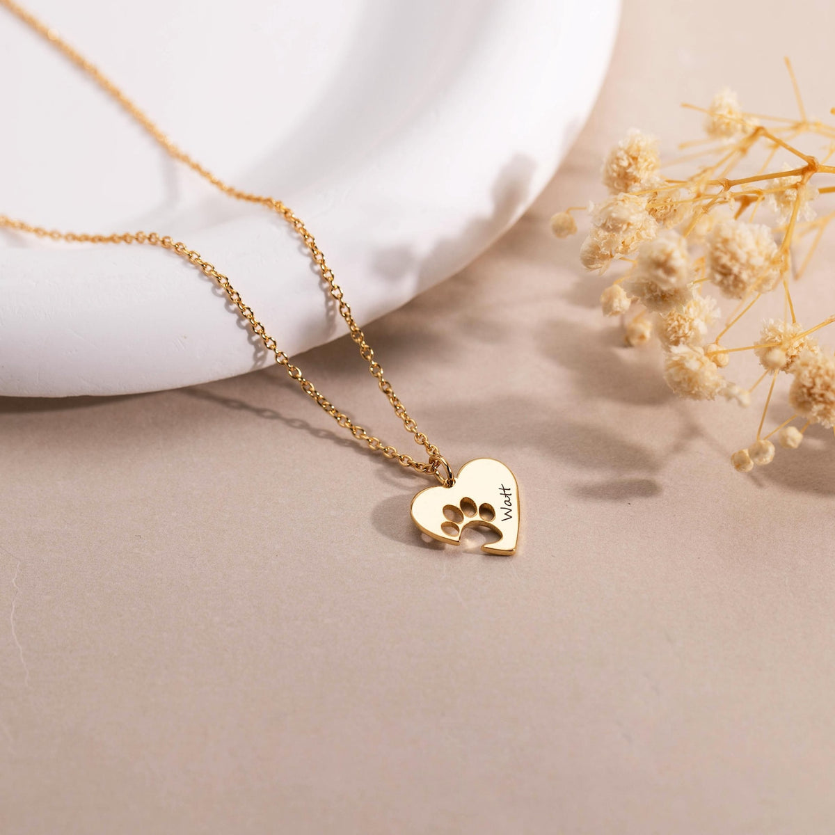 Heart Pet Name necklace,Pet Paw Necklace with Name,Pet Memorial Jewelry,Pet Lover Necklace,Mother's Day Gift,Gift for Dog Mom