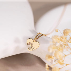 Heart Pet Name necklace,Pet Paw Necklace with Name,Pet Memorial Jewelry,Pet Lover Necklace,Mother's Day Gift,Gift for Dog Mom