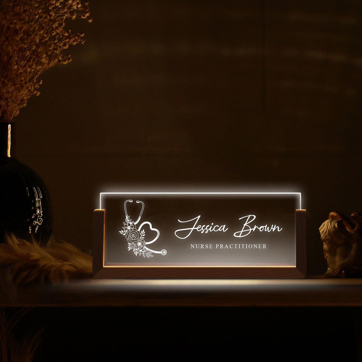 Personalized Nurse Practitioner Desk Name Plate Night Light, Custom NP Office Decor, Personalized Nurse Gift for Her Him Healthcare Staff Pr