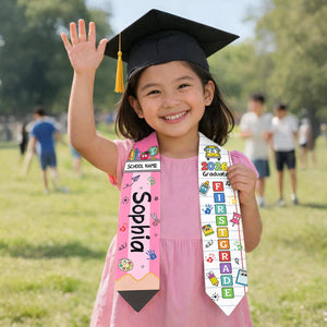 Personalized Preschool Kindergarten Graduation Stole, Custom Pre-K Grad Gift, Class Of 2026 Kid Sash, Little Graduate, Grade Stole