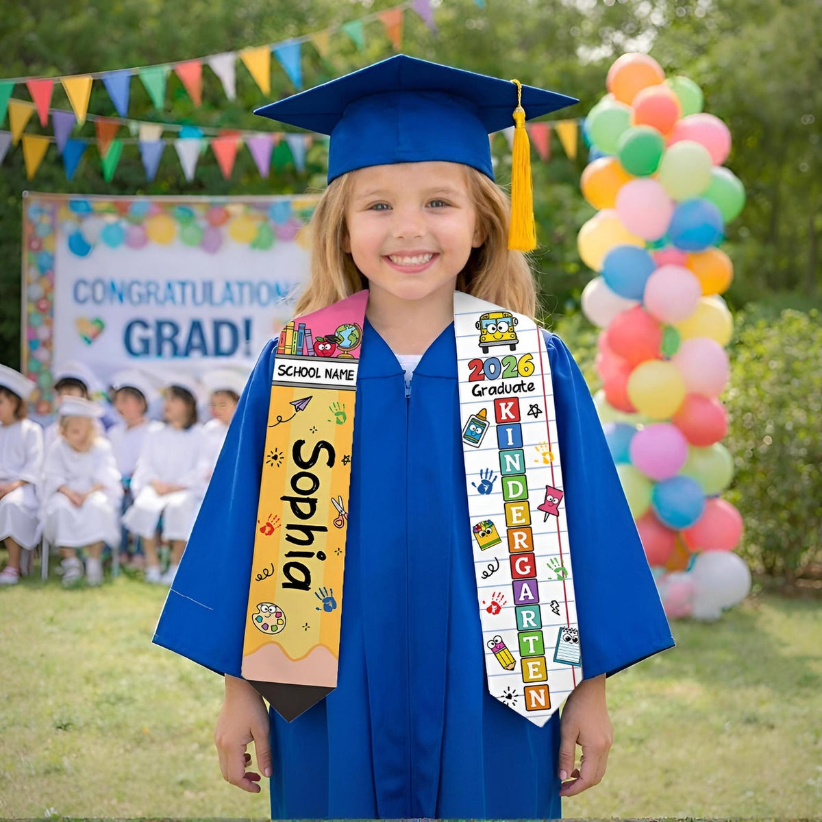 Personalized Preschool Kindergarten Graduation Stole, Custom Pre-K Grad Gift, Class Of 2026 Kid Sash, Little Graduate, Grade Stole