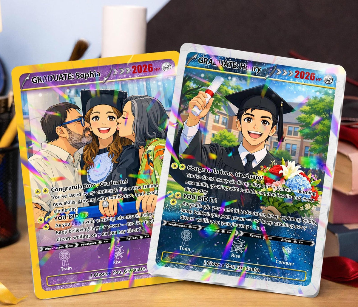 Personalized Pok mon Graduation Card, Custom Anime Photo Grad Gift, Gamer Graduation Card, Class Of 2026 Keepsake, Graduation Gift for Him