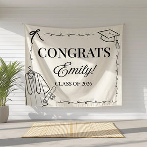 She did it graduation party banner, Graduation decor, Class of 2026, Graduation decorations, Graduation backdrop, Congrats Grad