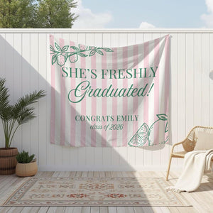 Freshly Graduated banner, Lemon graduation sign, Class of 2026, Graduation party decor, Graduation party backdrop, Congrats Graduate