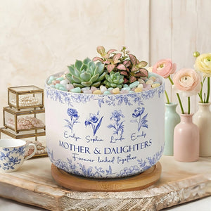 Personalized Mother & Daughters Plant Pot, Forever Linked Together Pot, Birth Month Flower Pot, Mother's Day Gift, Mom Birthday Gift