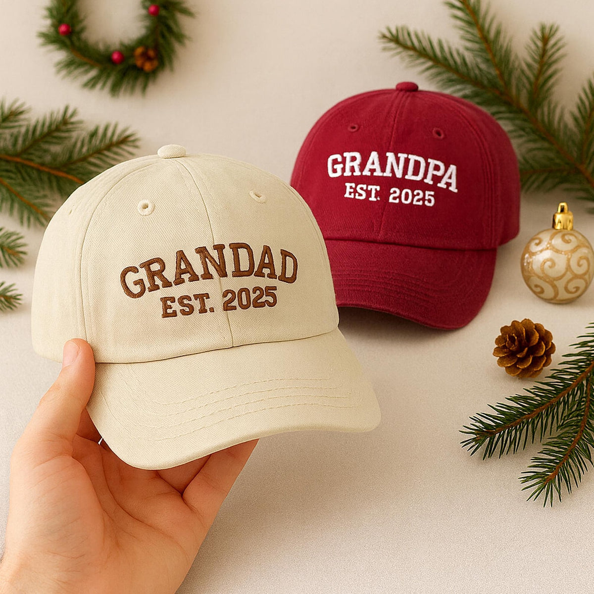 Personalised Grandpa Hat with Est Year, Embroidered Granddad Cap, Pregnancy Announcement Gift, Vintage Baseball Cap, Grandpa Birthday Gift