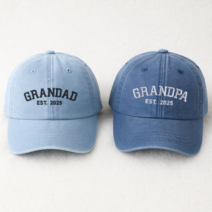 Personalised Grandpa Hat with Est Year, Embroidered Granddad Cap, Pregnancy Announcement Gift, Vintage Baseball Cap, Grandpa Birthday Gift