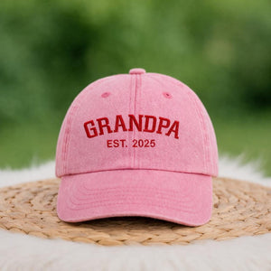 Personalised Grandpa Hat with Est Year, Embroidered Granddad Cap, Pregnancy Announcement Gift, Vintage Baseball Cap, Grandpa Birthday Gift