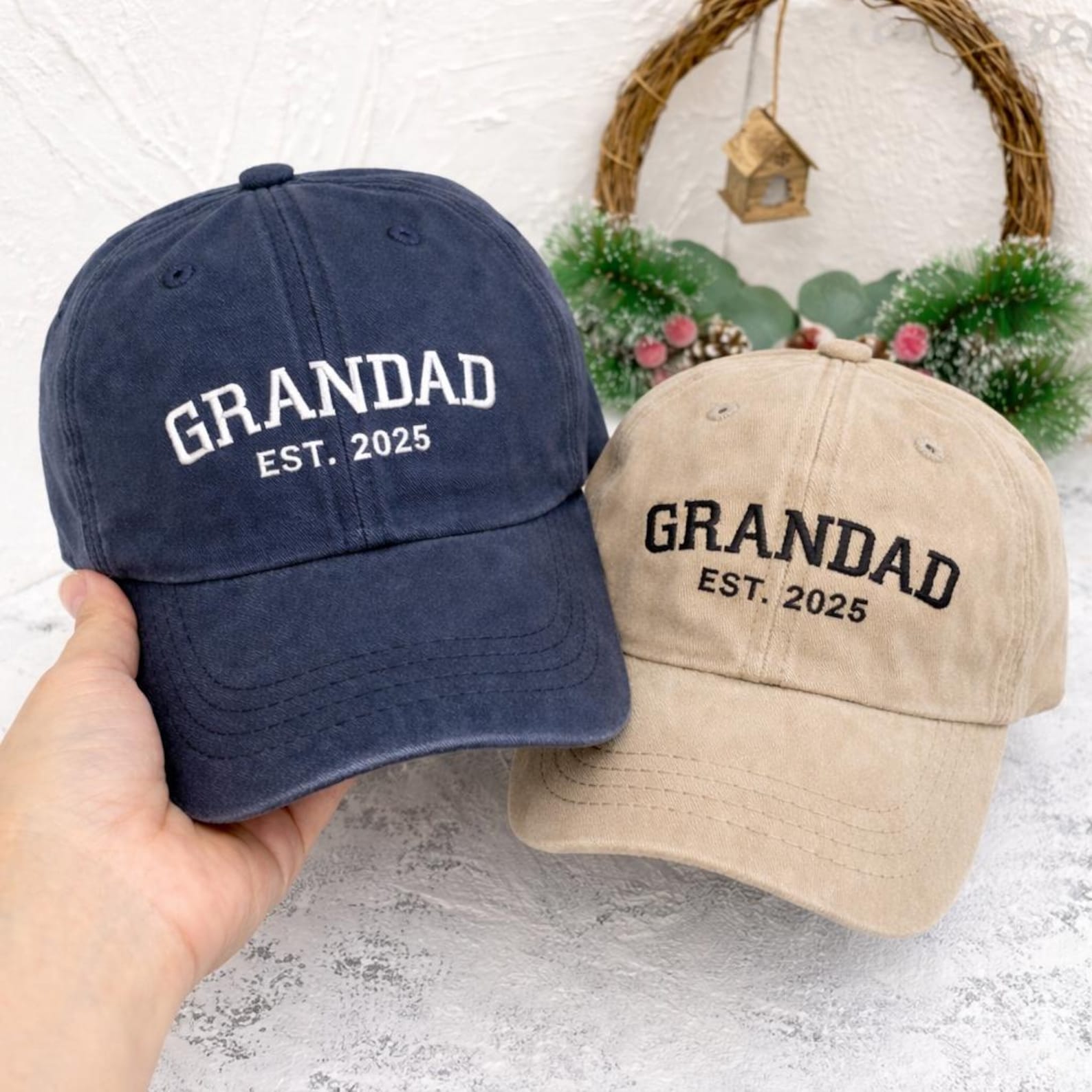 Personalised Grandpa Hat with Est Year, Embroidered Granddad Cap, Pregnancy Announcement Gift, Vintage Baseball Cap, Grandpa Birthday Gift